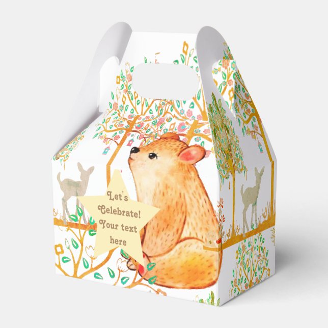 Cute bear in Spring  forest Custom Star Party Favor Boxes (Front Side)