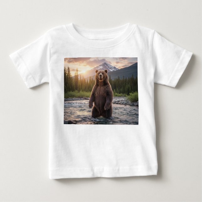 Cute Bear in the Mountains Baby T-Shirt (Front)
