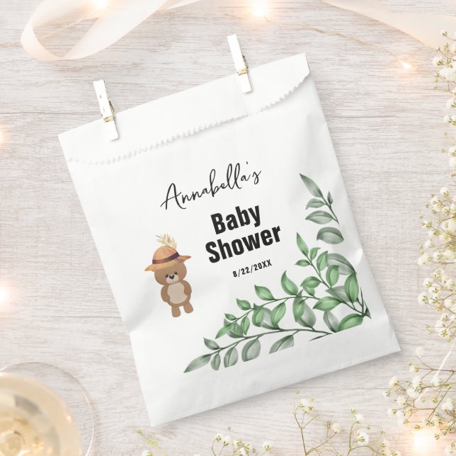 Cute Bear in the Wood Baby Shower  Favor Bag (Clipped)