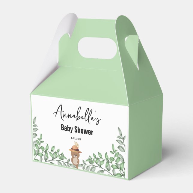 Cute Bear in the Wood Baby Shower  Favor Boxes (Front Side)