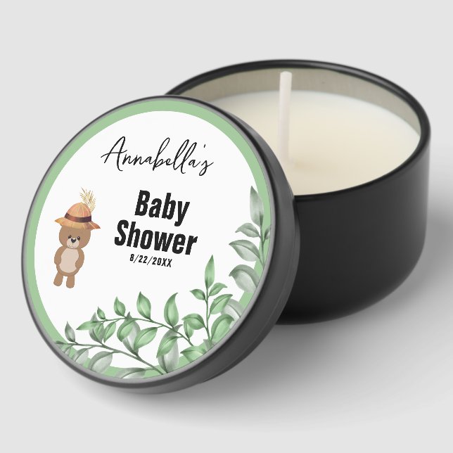 Cute Bear in the Wood Baby Shower  Mini Candle Favors (Corner)