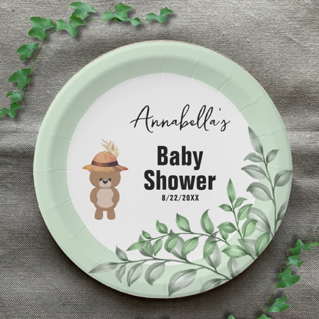 Cute Bear in the Wood Baby Shower  Paper Plates (Creator Uploaded)