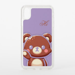 Cute Bear iPhone Case – Purple Teddy Bear Glitter 