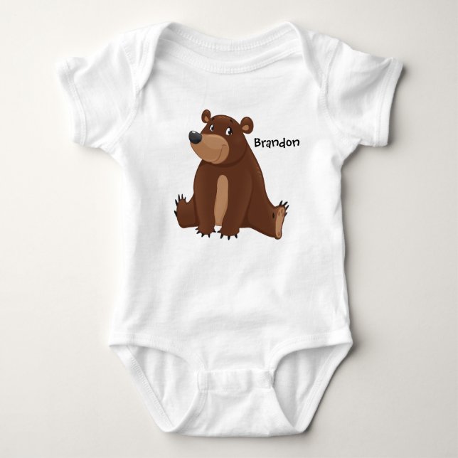 Cute Bear Jersey Sleeper Baby Bodysuit (Front)