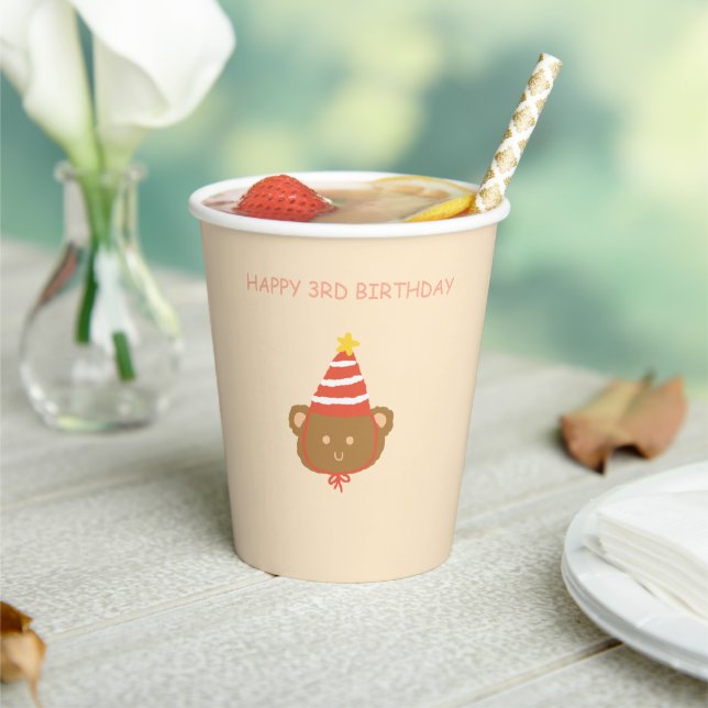 Cute Bear Kids Birthday Party Paper Cups (Insitu)