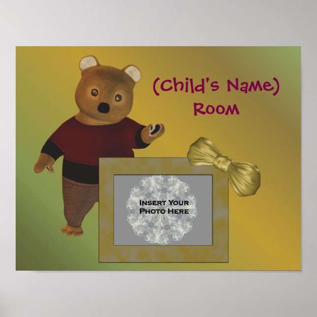 Cute Bear Kids Personalized Door Wall Photo  Poster (Front)