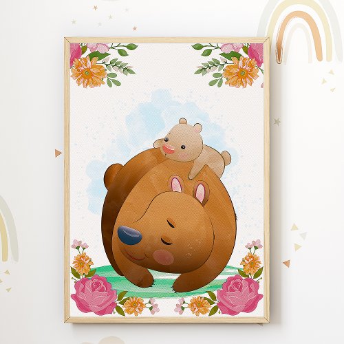 Cute Bear Kids Room Poster Animal Nursery Print