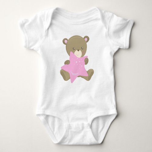 Cute Bear Little Bear Baby Bear Bear With Star Baby Bodysuit