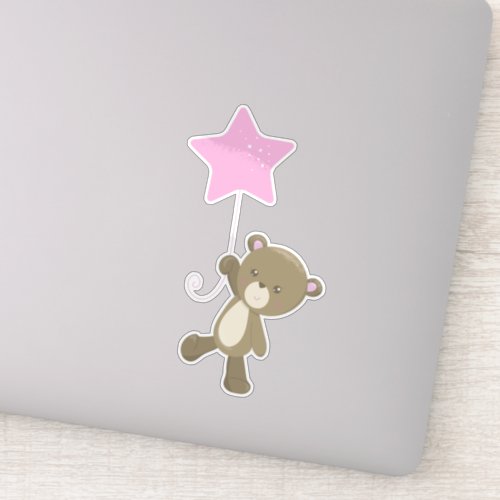 Cute Bear Little Bear Bear With Balloon Star Sticker