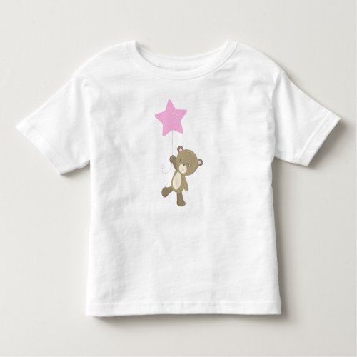 Cute Bear Little Bear Bear With Balloon Star Toddler T_shirt