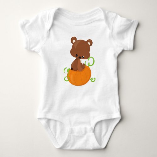 Cute Bear Little Bear Brown Bear Pumpkin Baby Bodysuit