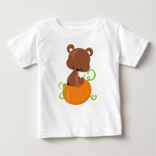 Cute Bear Little Bear Brown Bear Pumpkin Baby T_Shirt