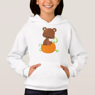 Cute Bear, Little Bear, Brown Bear, Pumpkin Hoodie