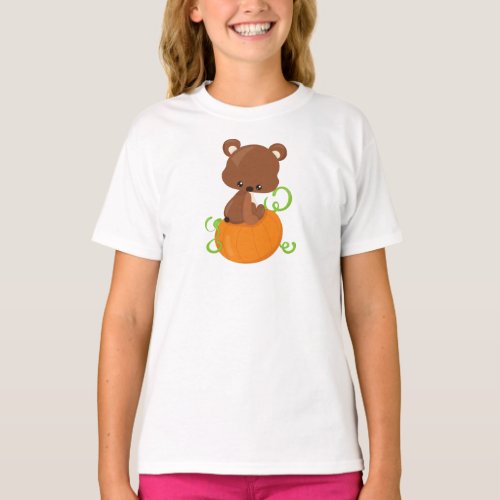 Cute Bear Little Bear Brown Bear Pumpkin T_Shirt