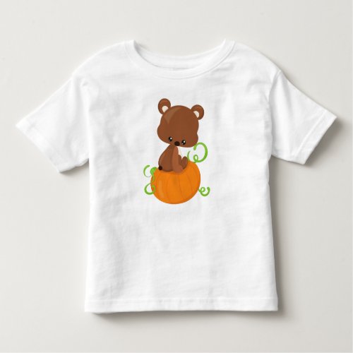 Cute Bear Little Bear Brown Bear Pumpkin Toddler T_shirt