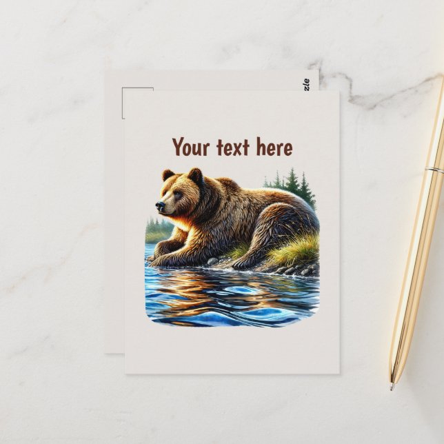 Cute bear lovers customizable  postcard (Front/Back In Situ)