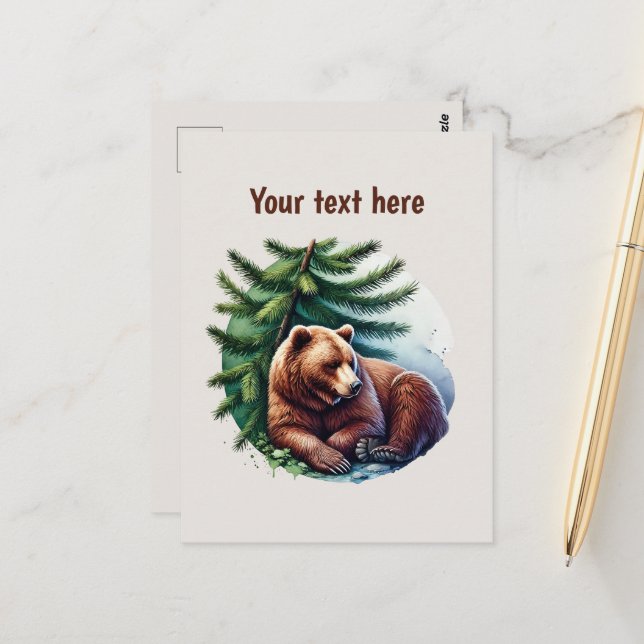 Cute bear lovers customizable  postcard (Front/Back In Situ)