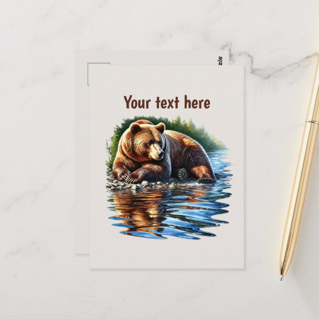 Cute bear lovers customizable  postcard (Front/Back In Situ)