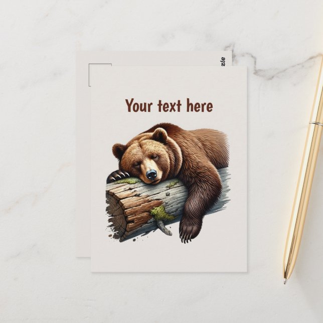 Cute bear lovers customizable  postcard (Front/Back In Situ)