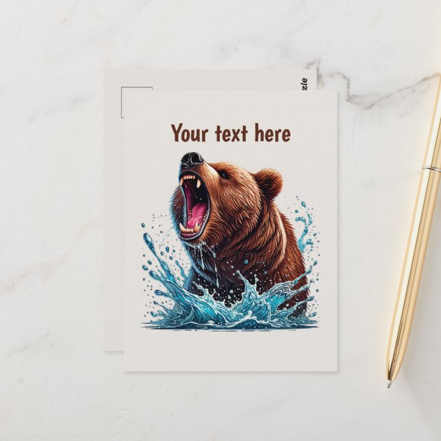 Cute bear lovers customizable  postcard (Front/Back In Situ)