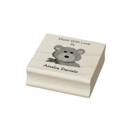 Cute Bear Made with Love Rubber Stamp