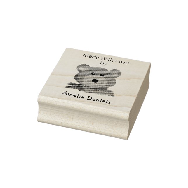 Cute Bear Made with Love Rubber Stamp (Stamp)