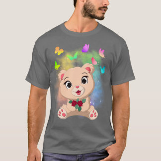 Cute Bear magic dust Colors and Butterflies Colorf T-Shirt