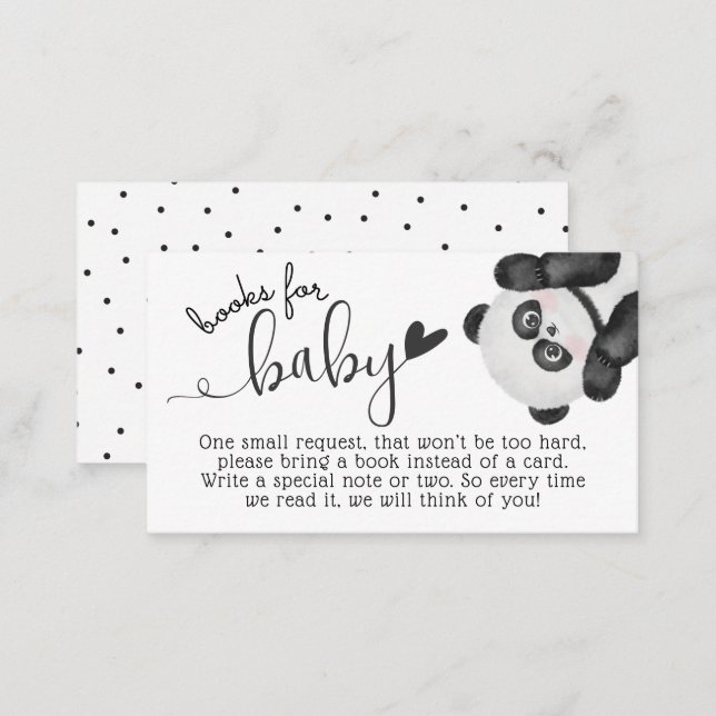 Cute Bear Modern Black White Baby Shower Books Enclosure Card (Front/Back)
