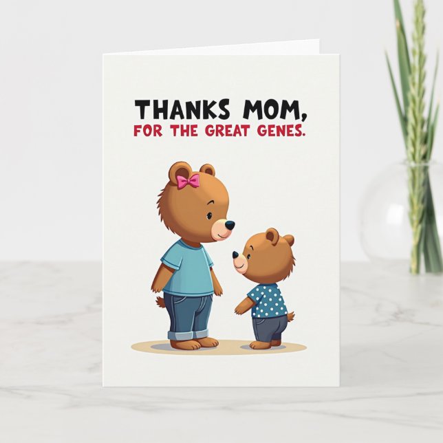Cute Bear Moms Day Message Card (Front)