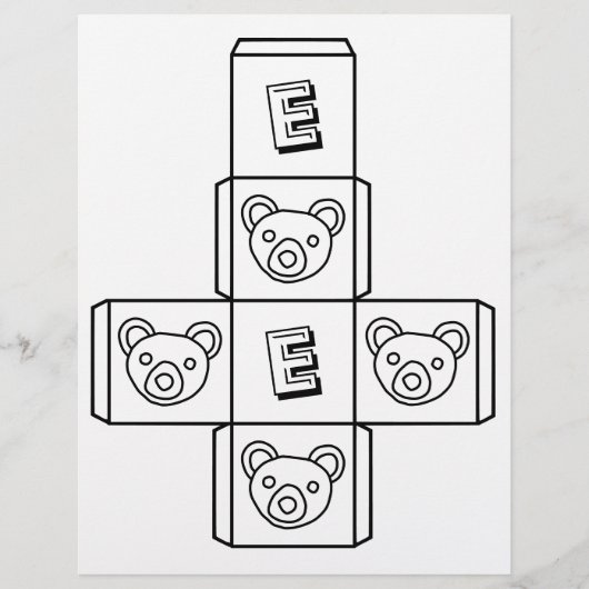 Cute Bear Monogram Pattern Paper Craft Box (Front)