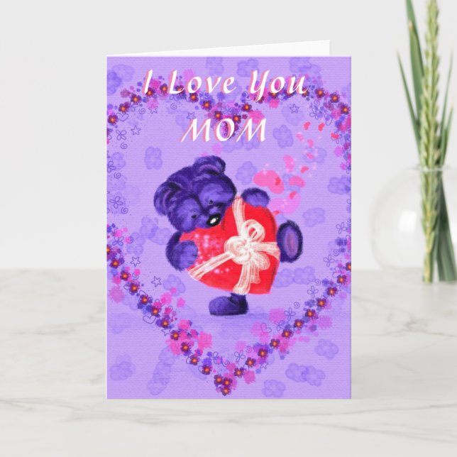 Cute Bear Mother's Day Card I Love You Mom (Front)