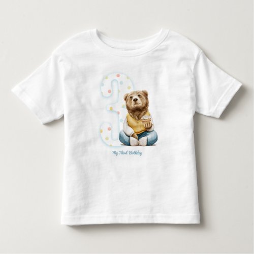 Cute Bear My Third Birthday T_Shirt