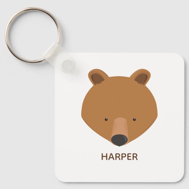 Cute Bear Name Animal Keychain (Front)