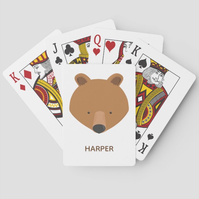 Cute Bear Name Animal Poker Cards (Back)