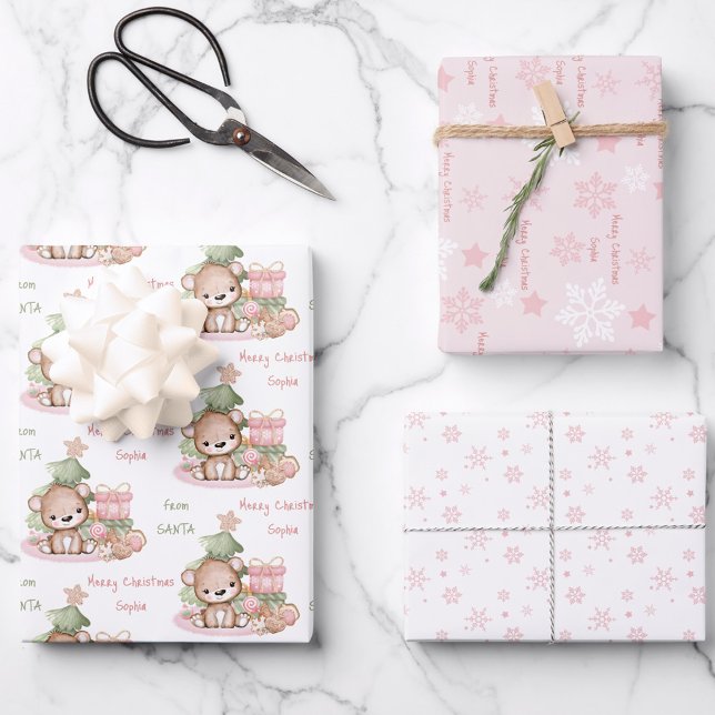Cute Bear Name Christmas Wrapping Paper Sheets (Cute Bear Name Christmas Wrapping Paper Sheets)