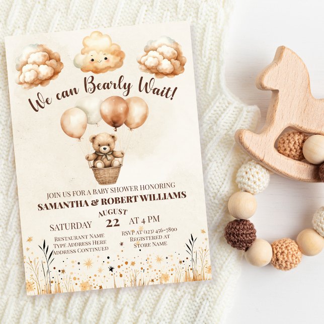 Cute Bear Neutral Baby Shower Invitation (Creator Uploaded)