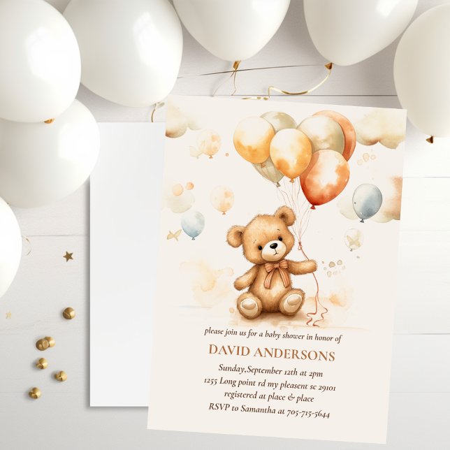 Cute Bear Neutral  Invitation (Creator Uploaded)