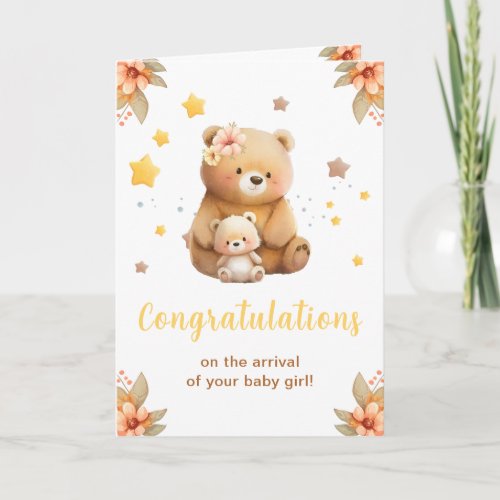 Cute Bear New Baby Arrival Card
