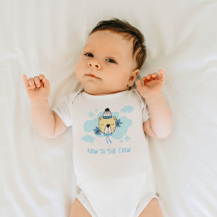 Cute Bear New To The Crew Blue Baby Boy Baby Bodysuit