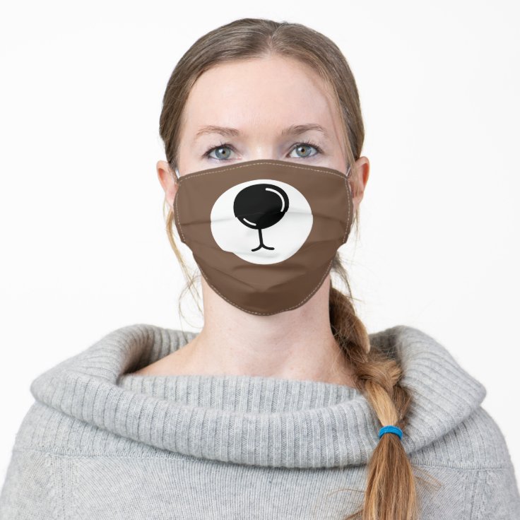 Cute Bear Nose Adult Cloth Face Mask | Zazzle