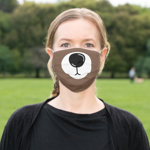 Cute Bear Nose Adult Cloth Face Mask | Zazzle