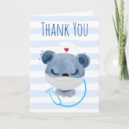 Cute Bear Nurse wearing a Mask Nurse Appreciation Card