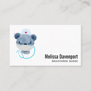 Cute Bear Nurse Wearing a Medical Mask Business Card