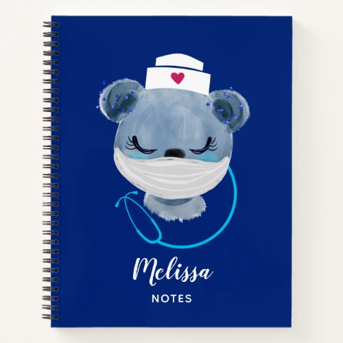 Cute Bear Nurse Wearing a Medical Mask Notebook