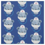 Cute Bear Nurse Wearing a Medical Mask Pattern Fabric