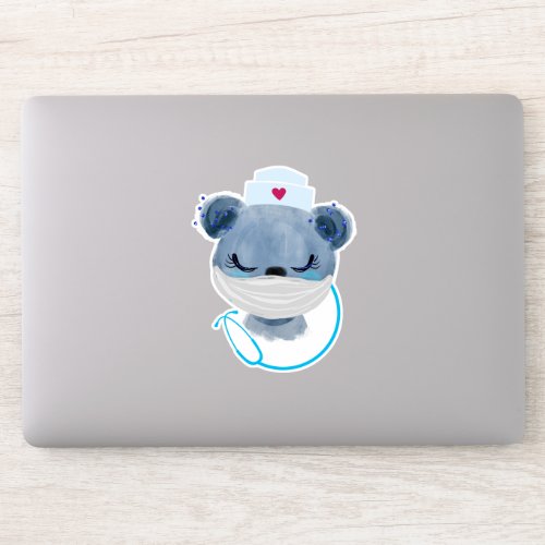 Cute Bear Nurse Wearing a Medical Mask Sticker