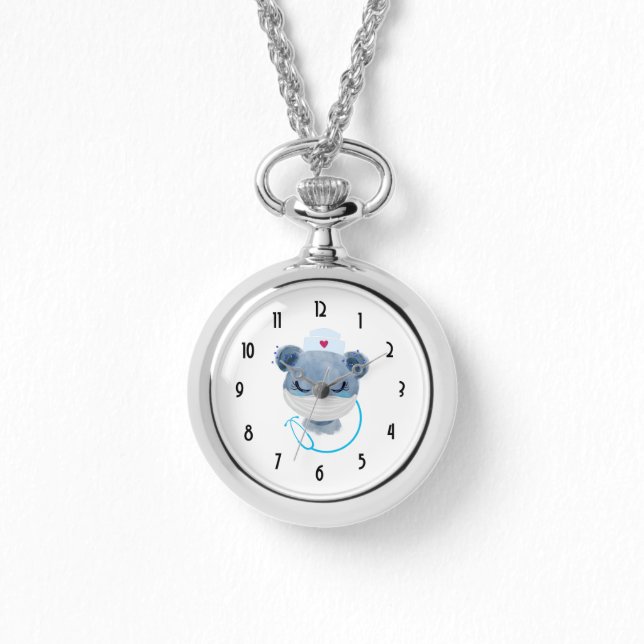 Cute Bear Nurse Wearing a Medical Mask Watch (Front)