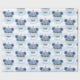 Cute Bear Nurse wearing a Protective Mask Wrapping Paper