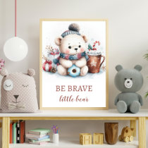 Cute bear Nursery boy girl winter theme coffee Poster