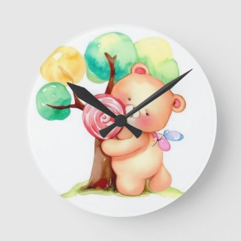 Cute Bear Nursery Clock by Visages at Zazzle